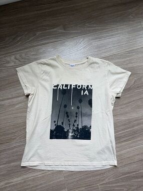 Clare V. Classic Tee Cream/Black Thierry Palm California Graphic Sz XS Cotton